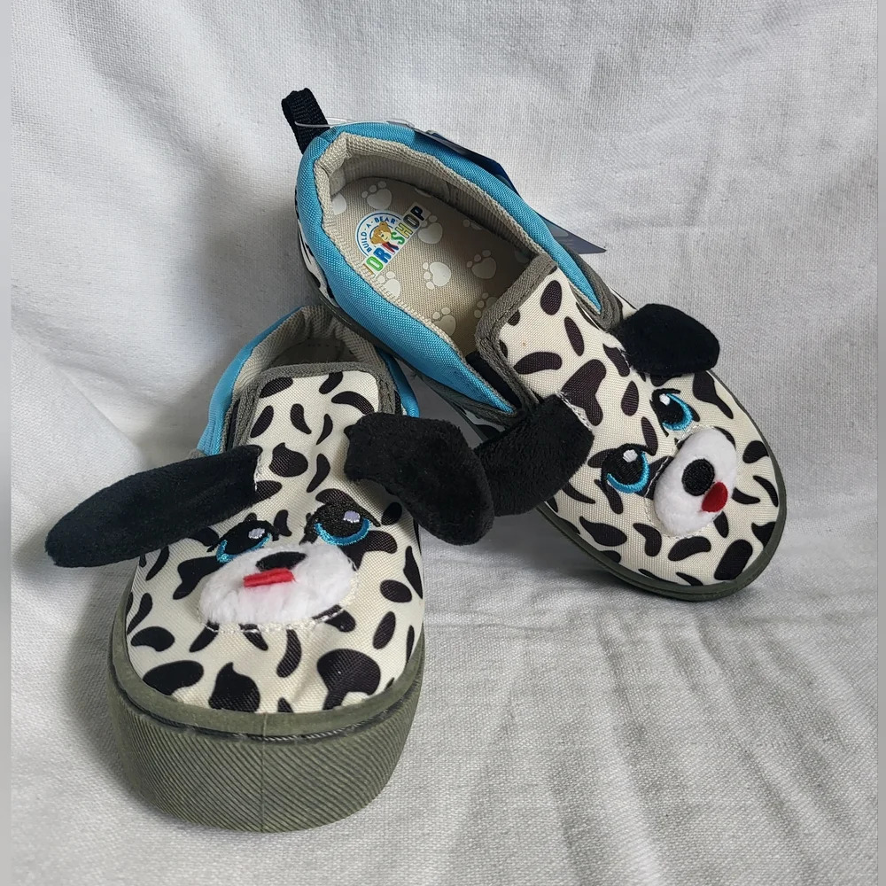 NWT Build-A-Bear Workshop Dalmatian Embroidered Puppy‎ Slip-On Shoes Size 11